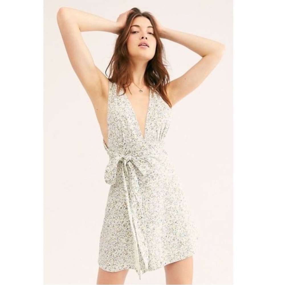 Free People Green and White Wrap Sundress